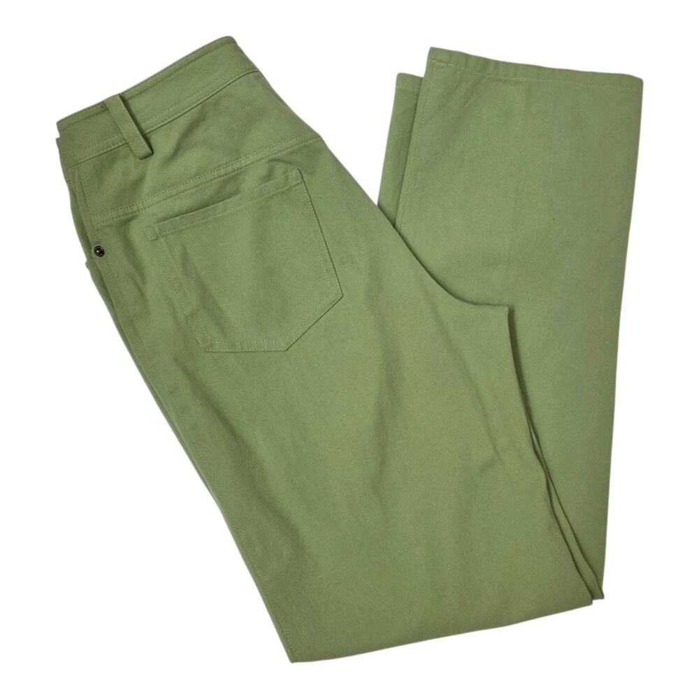 St John Sport Pants Womens Size 8 Green Cotton Stretch Straight Leg Casual - Picture 4 of 8